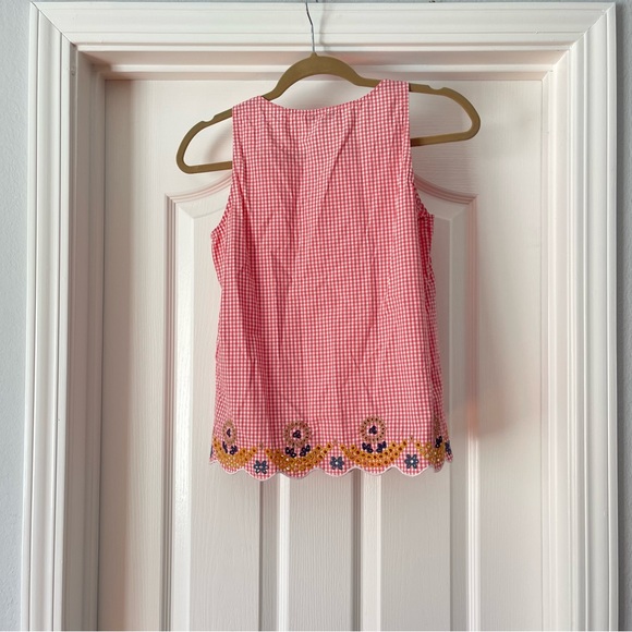 Madewell Red and White Gingham Tank Top with Embroidered Scalloped Hem - Picture 4 of 4